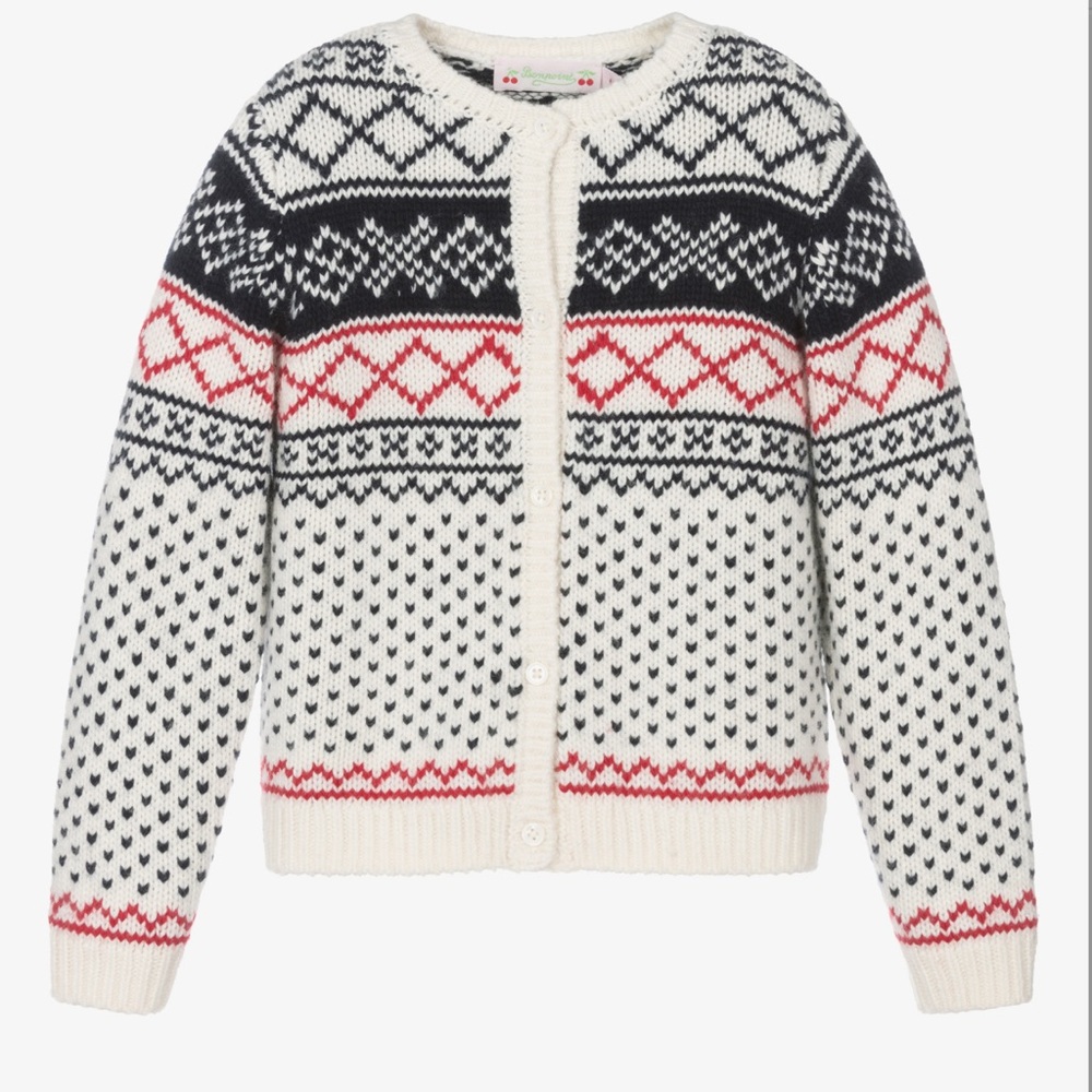Bonpoint IVORY WOOL & CASHMERE KNIT CARDIGAN